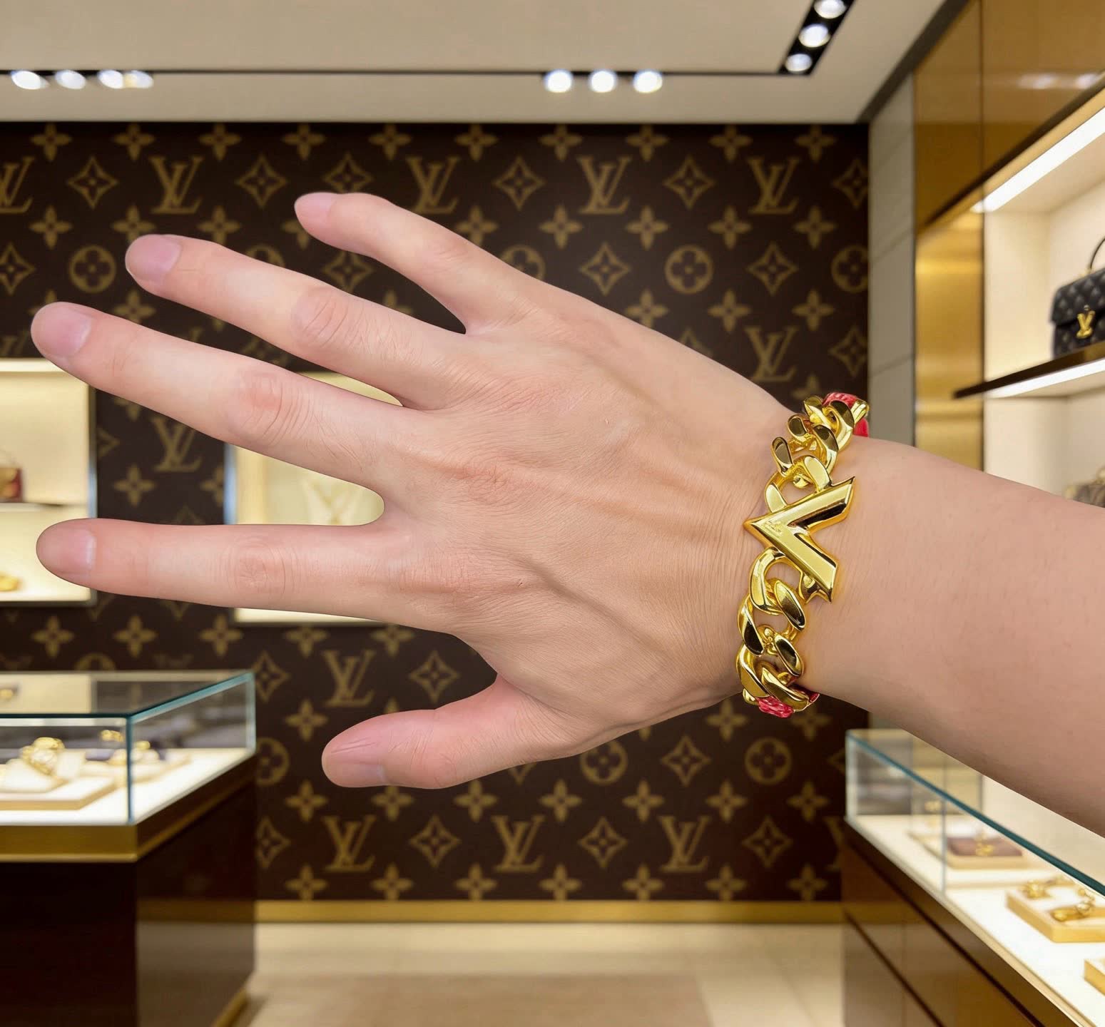 Louis Vuitton Red Leather Bracelet
